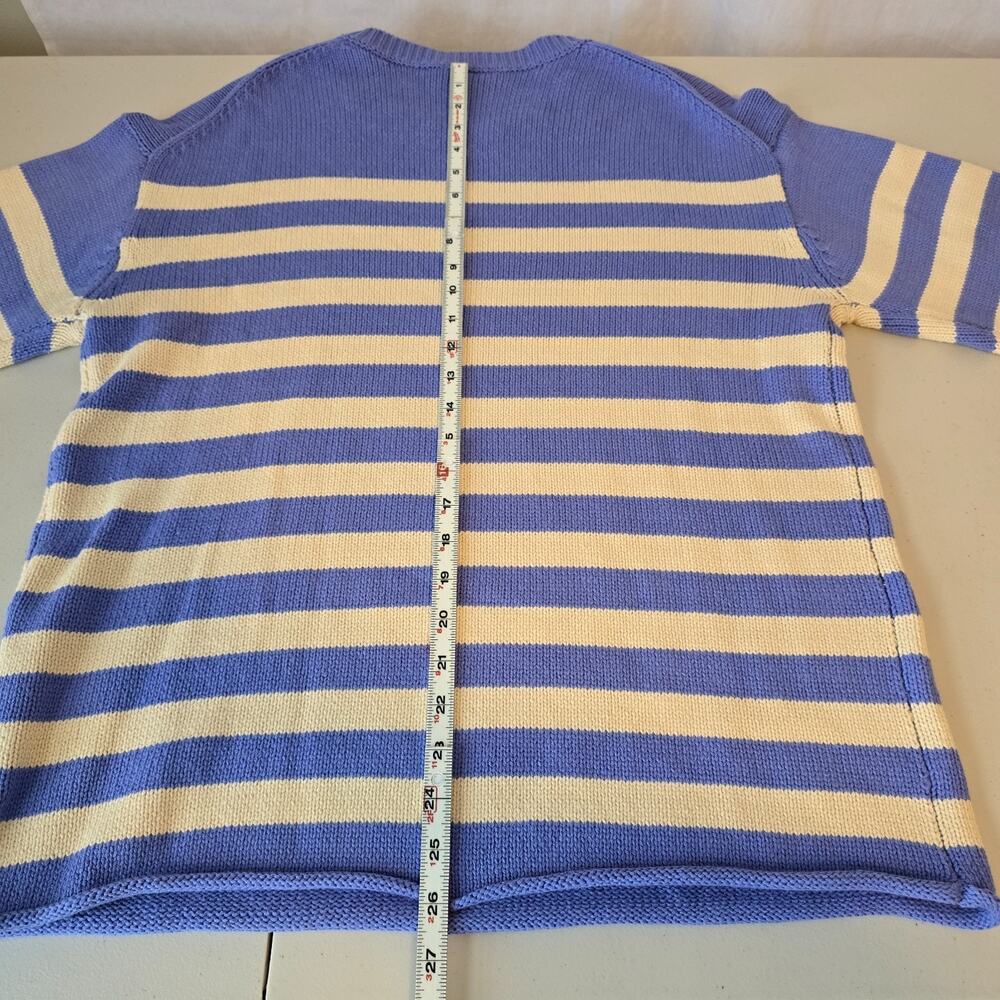 Heyson Tight Knit Sweater Women's L Purple & Light Cream Stripe Long Sleeve - Picture 15 of 16